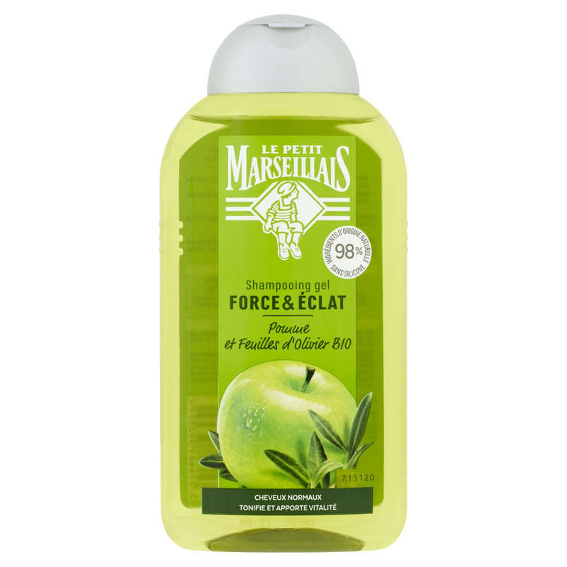 Le Petit Marseillais Shampooing gel Pomme et feuilles d'olivier Bio 250ml