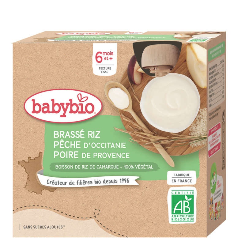 Babybio Gourde Brassé Riz Pêche Poire 4X85G