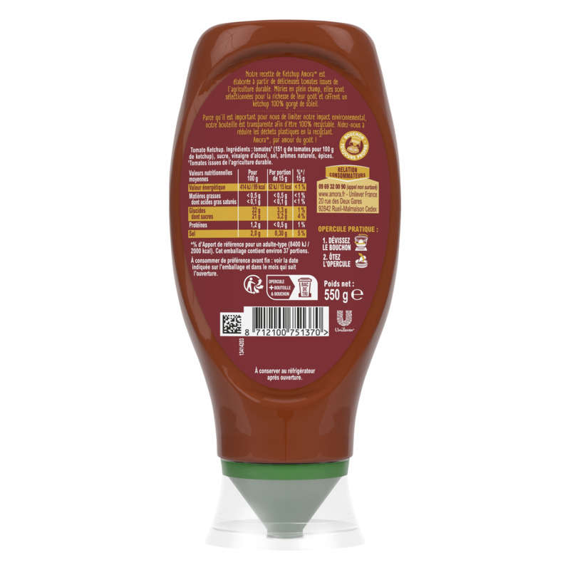 Amora Ketchup Nature Flacon Souple 550G