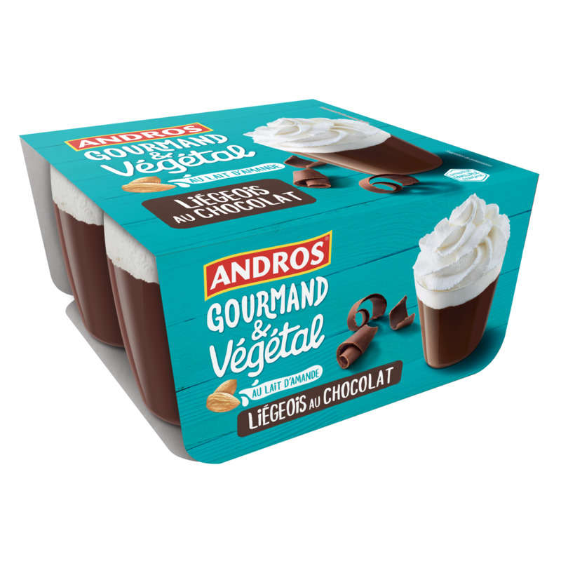 Andros Chocolat Liégeois Vegan Pots 4X90G