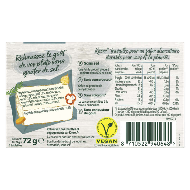 Knorr Bouillon de Légumes 72g