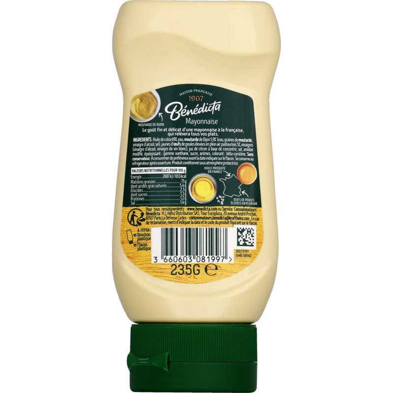 Bénédicta Mayonnaise Nature Flacon 235G