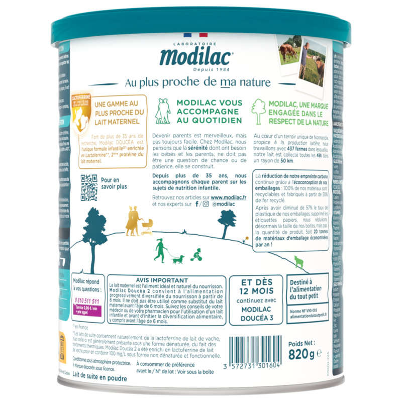 Modilac Doucéa Lait pour Bébé en Poudre 2ème âge 820g