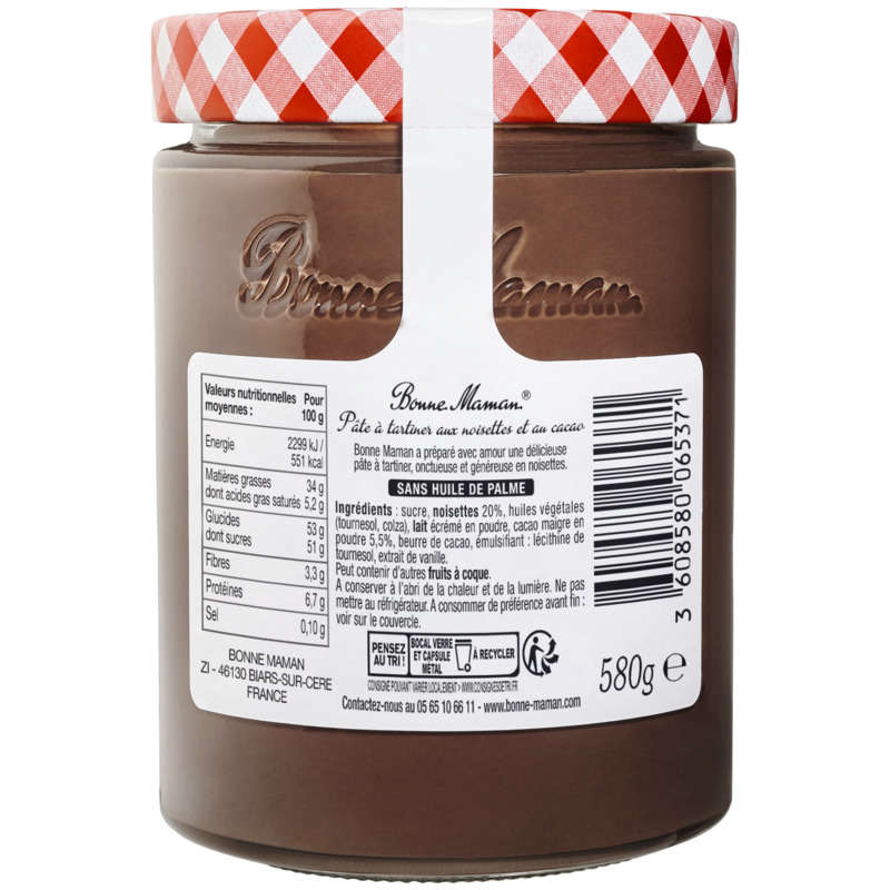 Bonne Maman Pâte à tartiner noisette et cacao 580g