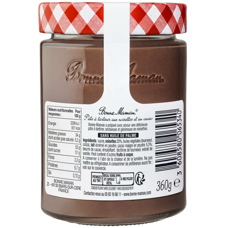 Bonne Maman Hazelnut and Cocoa Spread 360g