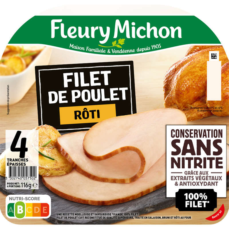 Fleury Michon Filet de Poulet Rôti Sans Nitrite 116g