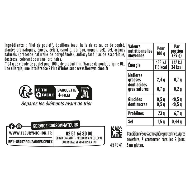 Fleury Michon Filet de Poulet Rôti Sans Nitrite 116g