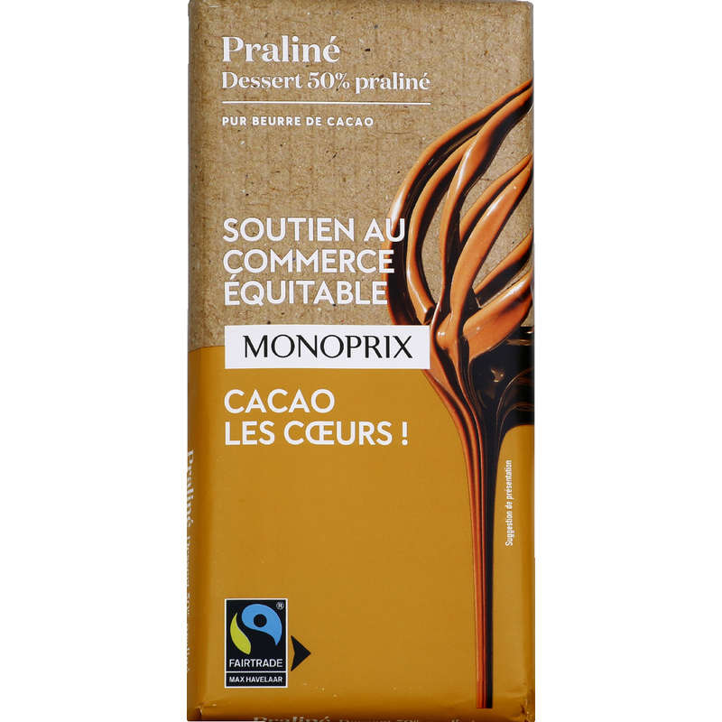 Monoprix tablette dessert 50% praliné 200g