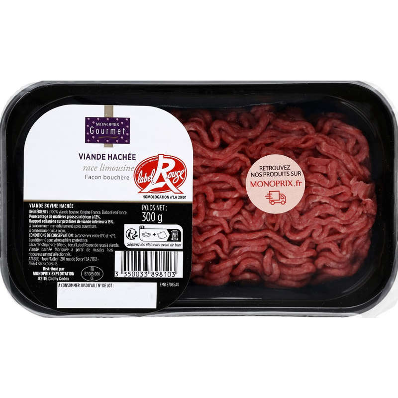 Monoprix Gourmet Viande Hachée de Bœuf Label Rouge 300g