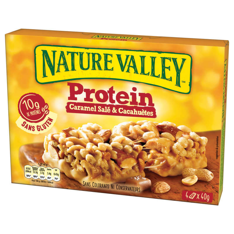 Nature Valley Barre De Céréales Protein Caramel Salé & Cacahuètes 4X40G