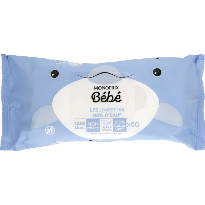 Monoprix bébé lingettes eau x60