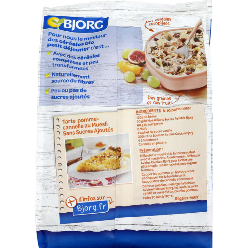 Bjorg Muesli sans sucres ajoutés, bio 375g