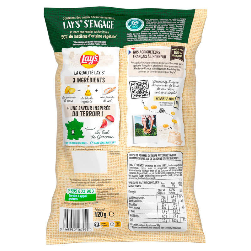 Lay's Paysanne Chips Fresh Cheese Flavor Garlic & Herbs 120g