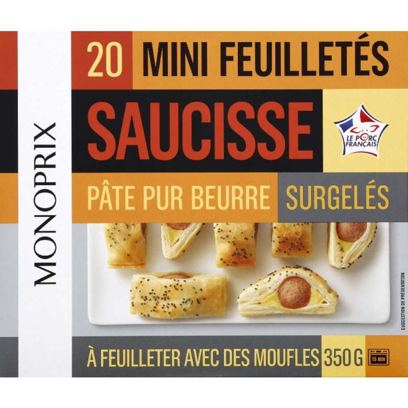 Monoprix 20 mini feuilletés saucisse 350g