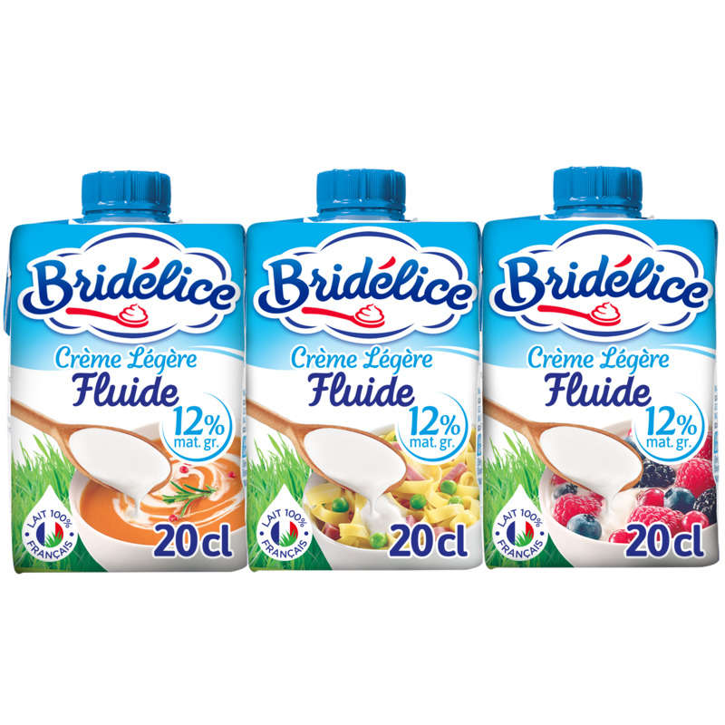 Bridélice crème légère fluide 12% 3x20cl