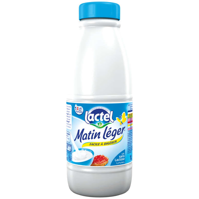 Lactel Lait demi-écrémé, stérilisé UHT, facile à digérer, à teneur réduite en lactose 1l