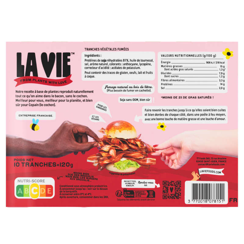 La Vie bacon végétal fumé 120g