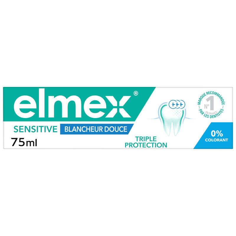 Elmex Dentifrice Sensitive Blancheur 0% colorants 75ml