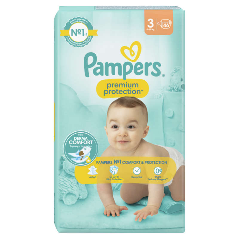 Pampers premium protection size 3, diapers x46, 6kg - 10kg