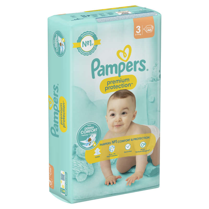 Pampers premium protection taille 3, couches x46, 6kg - 10kg