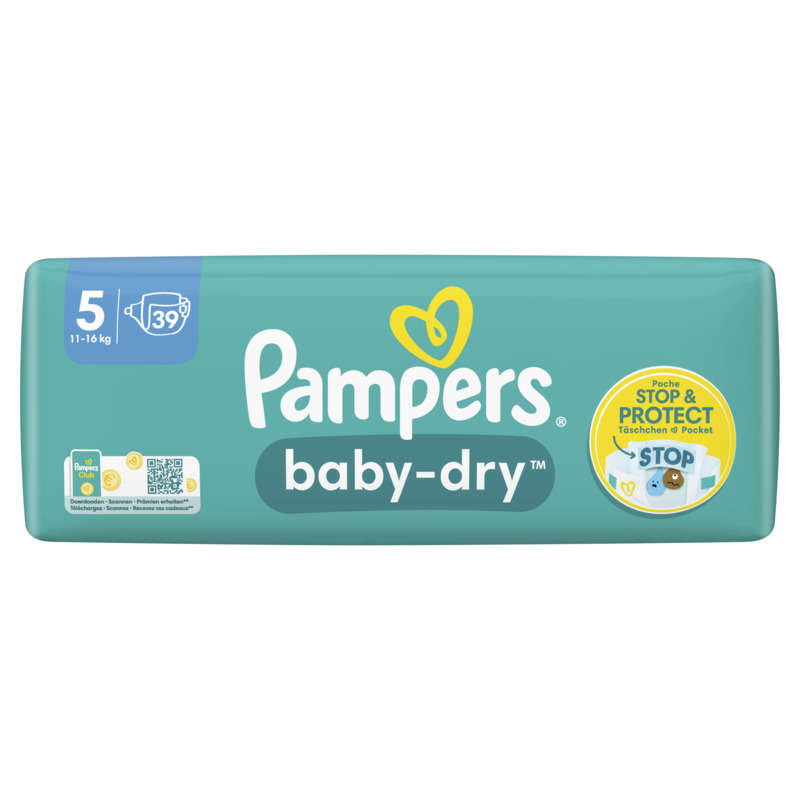 Pampers Baby-Dry Taille 5, 39 Couches, 11kg - 16kg