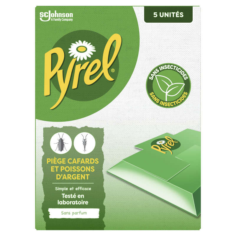 Pyrel Piège à Cafard & Poissons d'Argent x5 - Sans Insecticides