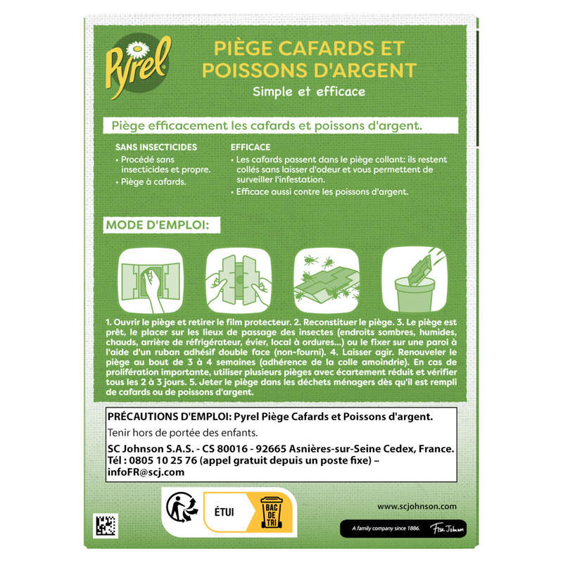 Pyrel Piège à Cafard & Poissons d'Argent x5 - Sans Insecticides