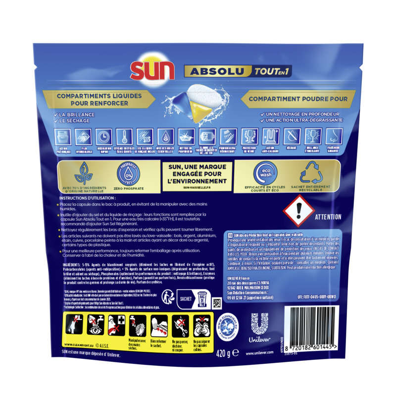 Sun dishwasher capsule degreaser x28