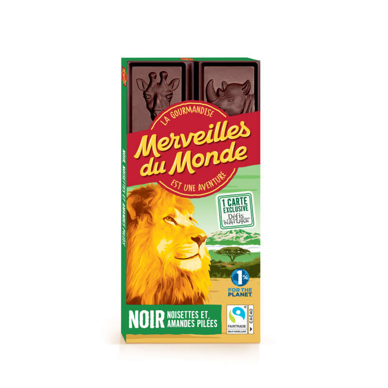 Merveilles Du Monde chocolat noir, noisettes et amandes pilées 100g