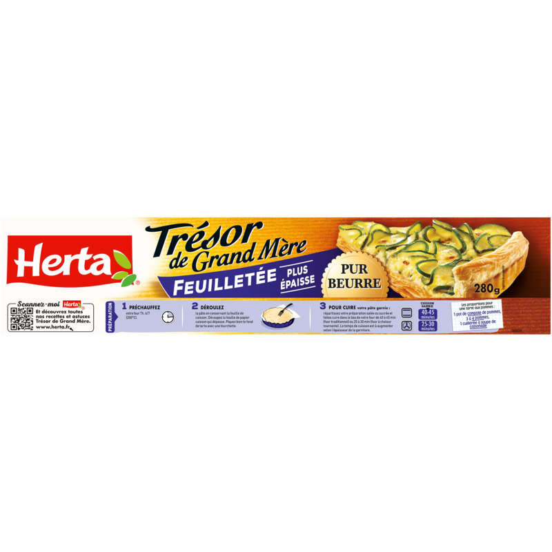 Herta Trésor de Grand-Mère Pâte Feuilletée pur beurre 280g