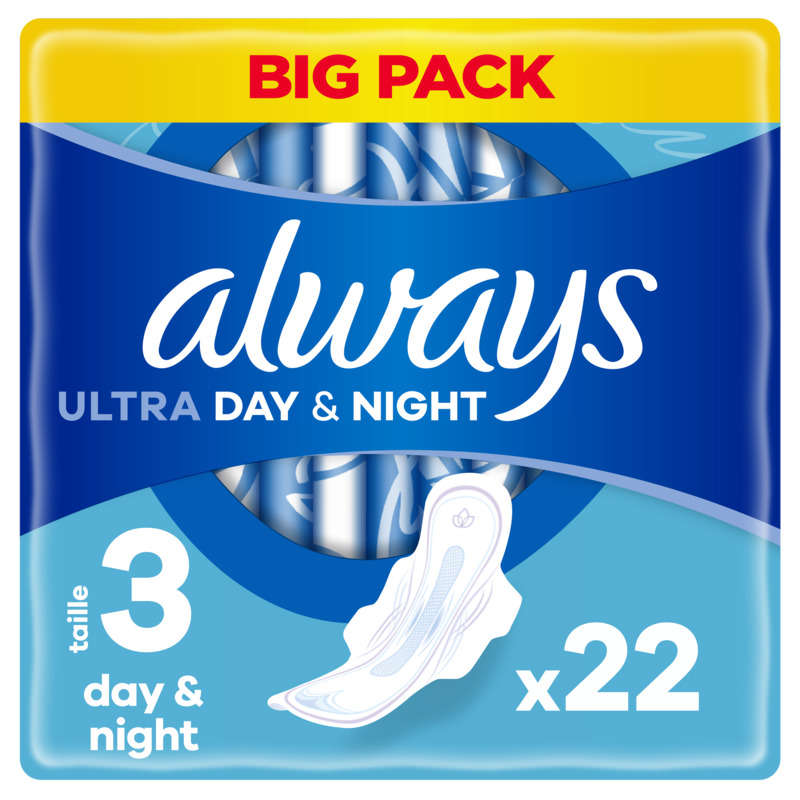 Always ultra serviettes day & night taille 3 ailettes x22 serviettes