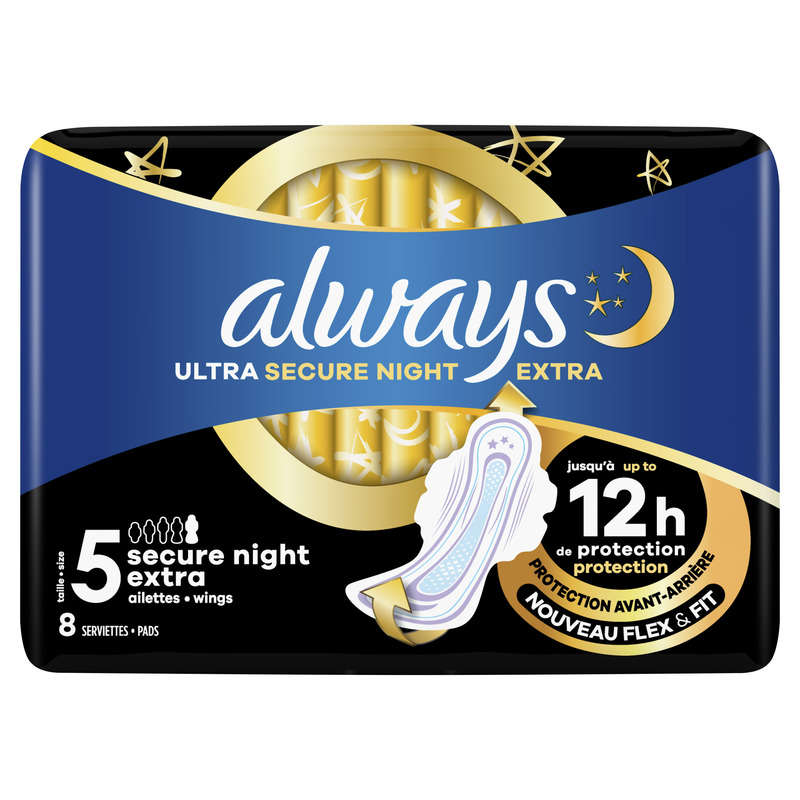 Always Ultra Secure Night Extra Towels (Size 5) Wings X8