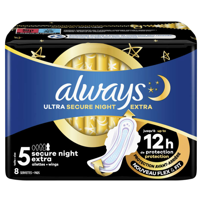 Always Ultra Secure Night Extra Towels (Size 5) Wings X8