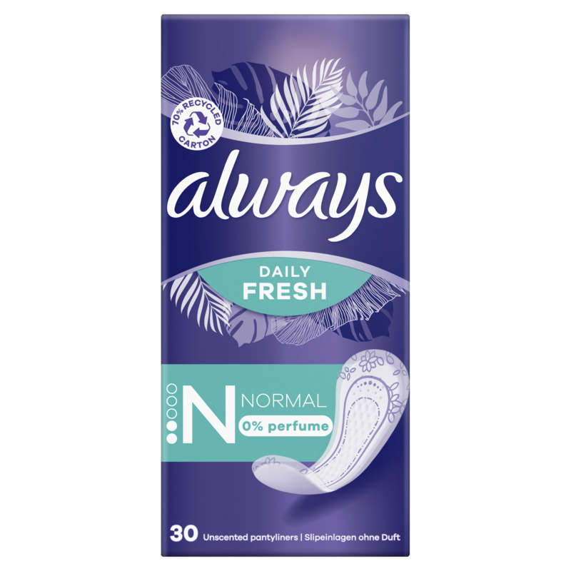 Always daily fresh normal, 0% fragrance 30 units