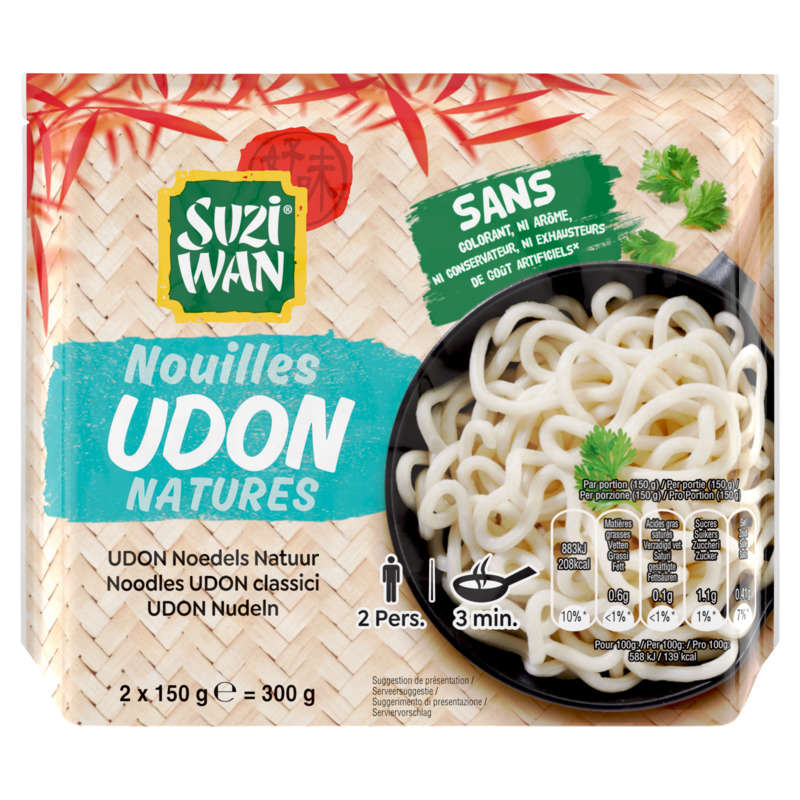 Suzi Wan Nouilles Précuites Udon Natures 2x150g