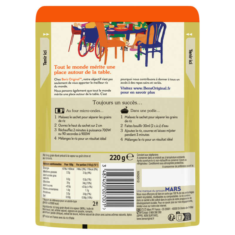 Ben'S Original Microwavable Lemon & Rosemary Flavored Rice 220g