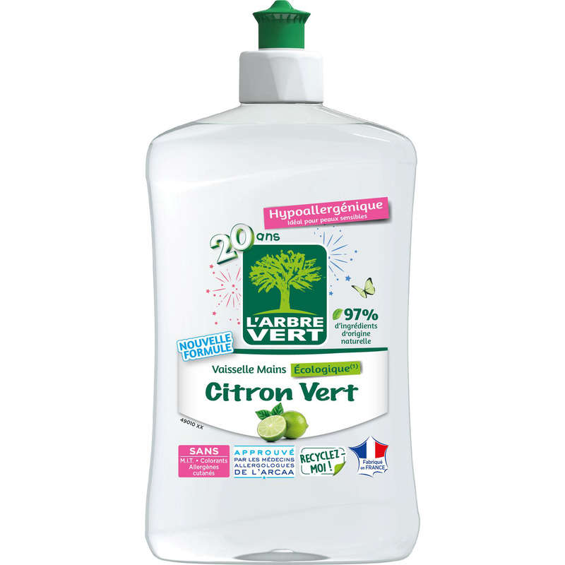 L'Arbre Vert Vaisselle Mains Ecolabel Citron Vert 500ml