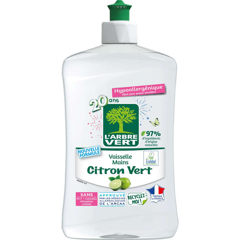 L'Arbre Vert Vaisselle Mains Ecolabel Citron Vert 500ml