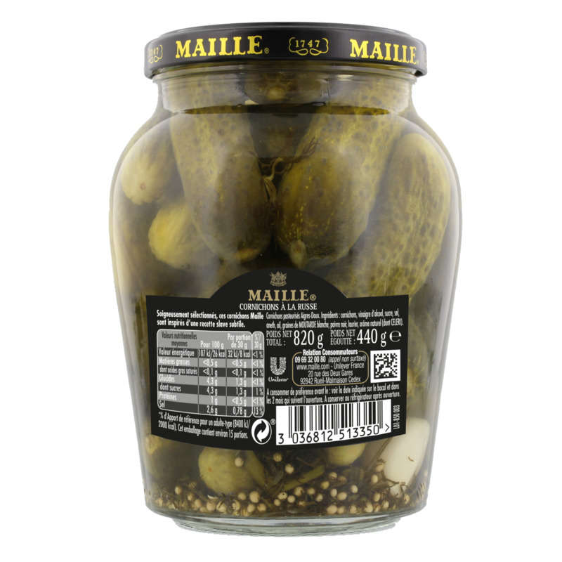 Maille Cornichons À La Russe Bocal 440G