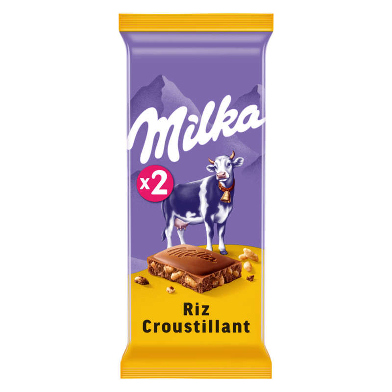 Milka Tablette Chocolat au Lait et au Riz Croustillant 2x100g