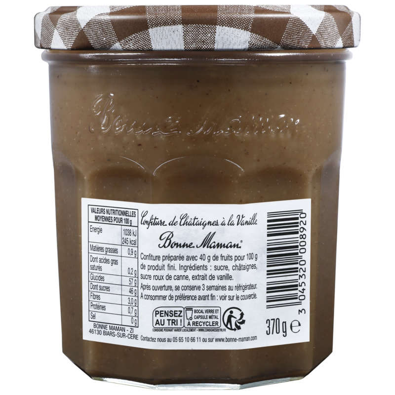 Bonne Maman Confiture de châtaignes à la vanille 370g