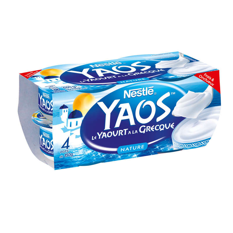 YAOS Yaourts à la grecque natures 4 x 150g