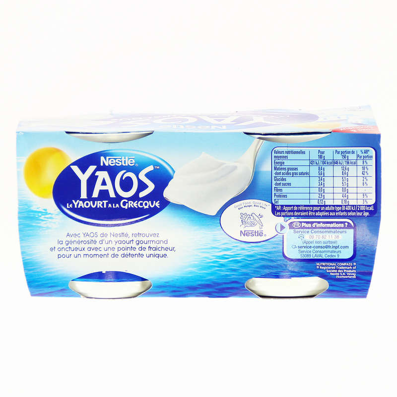 YAOS Yaourts à la grecque natures 4 x 150g