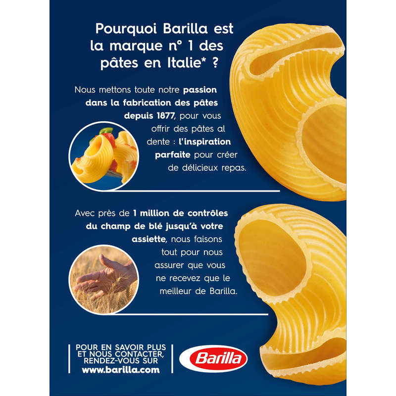 Barilla Pâtes Pipe Rigate 500g