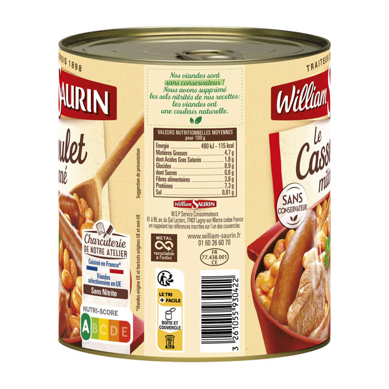 William Saurin Le cassoulet mitonné 840g