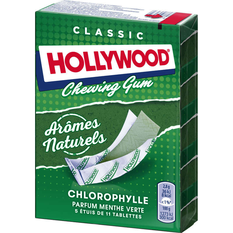 Hollywood Chewing-gum Chlorophylle Menthe Verte 155g