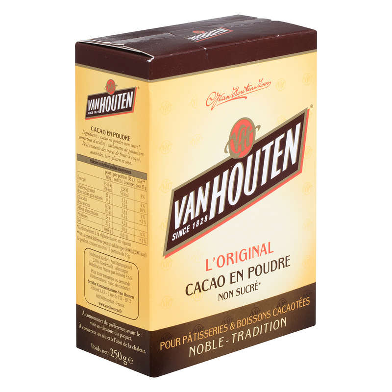 Vanhouten Cacao En Poudre Non Sucré Pour Pâtisseries & Boissons 250G